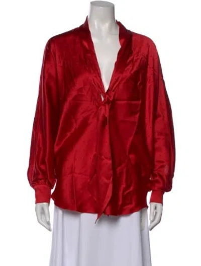 Pre-owned Alexandre Vauthier Silk Patterned Blouse In Red