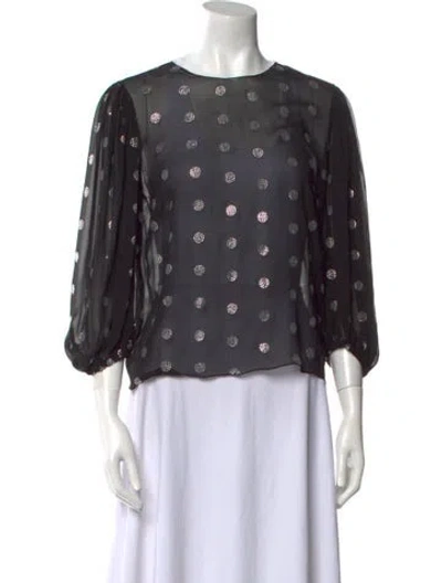 Pre-owned Alexandre Vauthier Silk Polka Dot Print Blouse In Black
