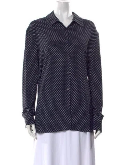 Pre-owned Alexandre Vauthier Silk Polka Dot Print Button-up Top W/ Tags In Blue