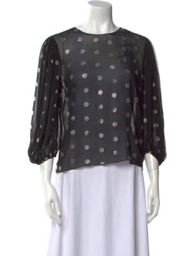 Pre-owned Alexandre Vauthier Silk Printed Blouse W/ Tags In Black
