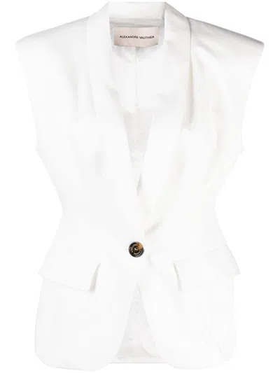 Alexandre Vauthier Single-breasted Cotton Waistcoat In White