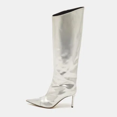 Pre-owned Alexandre Vauthier Size 38.5 Silver Synthetic Leather Knee Length Boots