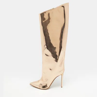 Pre-owned Alexandre Vauthier Size 39 Gold Pvc Knee Length Boots