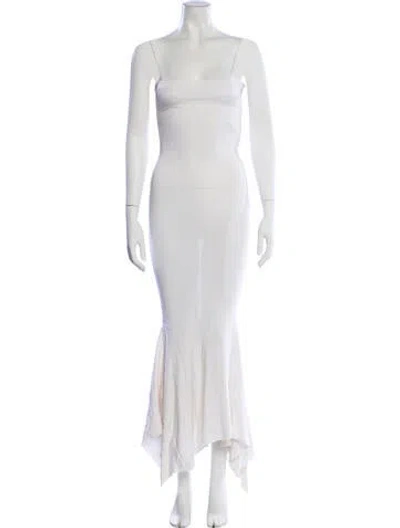 Pre-owned Alexandre Vauthier Square Neckline Long Dress In Neutral