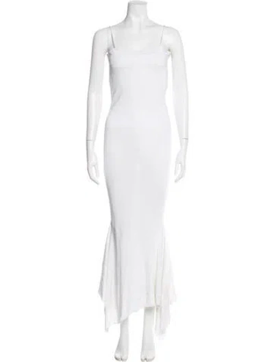 Pre-owned Alexandre Vauthier Square Neckline Midi Length Dress In White