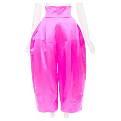 Pre-owned Alexandre Vauthier Ss2021 Pink High Waisted Tulle Structured Puffy Harem Pants