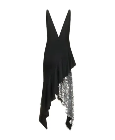 Alexandre Vauthier Stitched Ruffled Mid-length Dress In Black