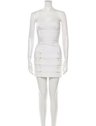 Pre-owned Alexandre Vauthier Strapless Mini Dress In White