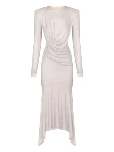 Alexandre Vauthier Strass-embellished Asymmetric Midi Dress In Neutral