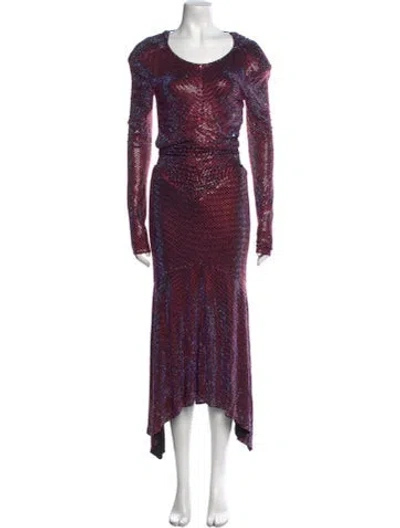 Pre-owned Alexandre Vauthier Striped Long Dress In Black