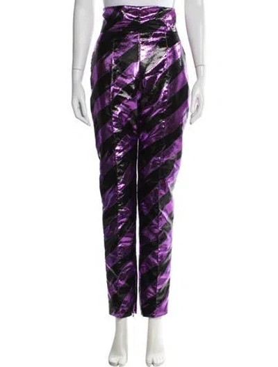 Pre-owned Alexandre Vauthier Striped Straight Leg Pants In Purple