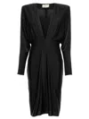 Alexandre Vauthier Jersey Dress With V-neck And Shoulder Pads In Black