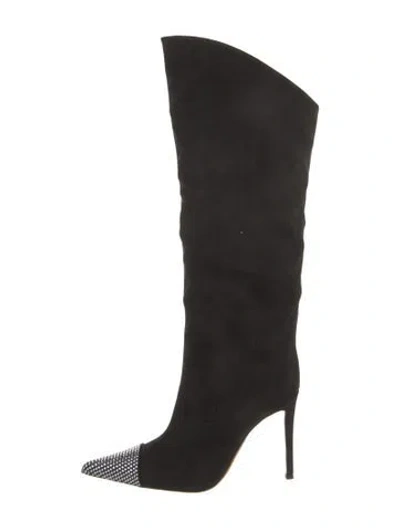 Pre-owned Alexandre Vauthier Suede Crystal Embellishments Boots In Black