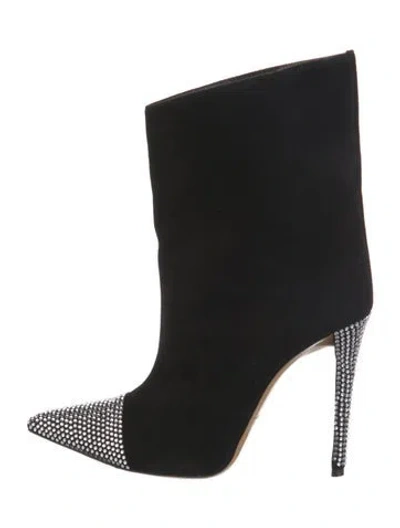 Pre-owned Alexandre Vauthier Suede Crystal Embellishments Boots In Black