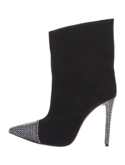 Pre-owned Alexandre Vauthier Suede Crystal Embellishments Boots In Black