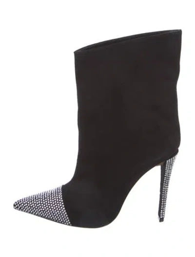 Pre-owned Alexandre Vauthier Suede Crystal Embellishments Boots In Black