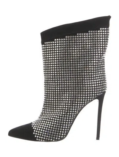 Pre-owned Alexandre Vauthier Suede Crystal Embellishments Boots In Black
