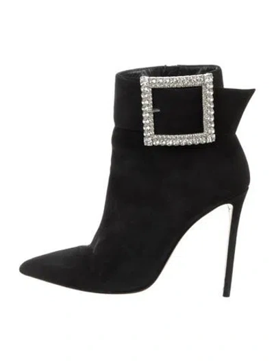 Pre-owned Alexandre Vauthier Suede Crystal Embellishments Boots In Black