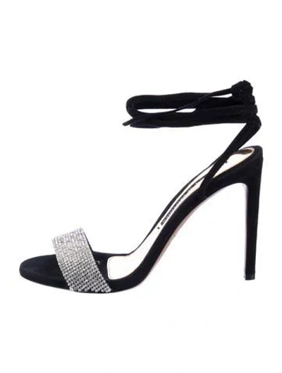 Pre-owned Alexandre Vauthier Suede Crystal Embellishments Sandals In Black