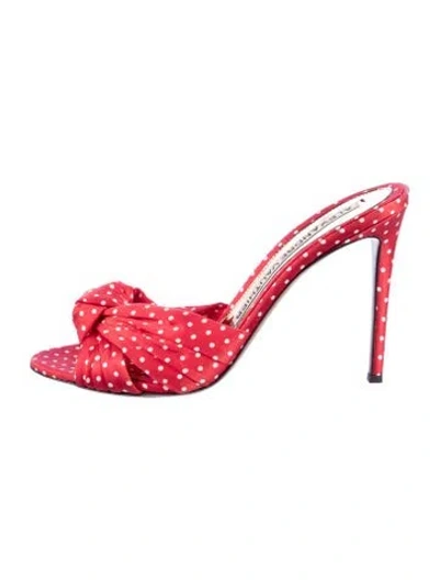 Pre-owned Alexandre Vauthier Suede Polka Dot Print Slides In Red