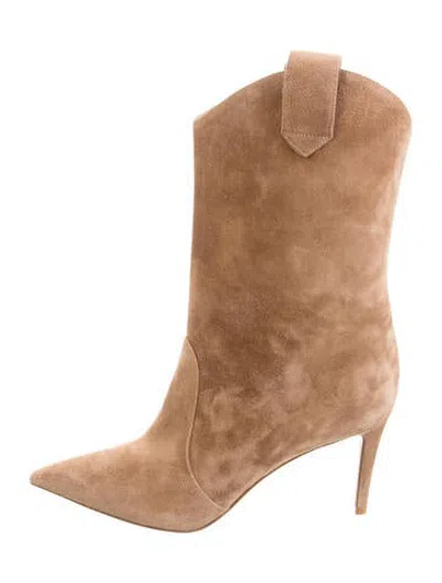 Pre-owned Alexandre Vauthier Suede Western Boots In Brown