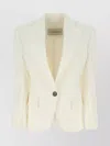 Alexandre Vauthier Ivory Stretch Viscose Blend Blazer In Nude