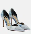 Alexandre Vauthier Tie-dye Embellished Denim Pumps In Sky Pattern