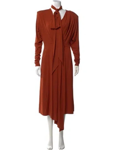 Pre-owned Alexandre Vauthier Tie Neck Midi Length Dress W/ Tags In Orange