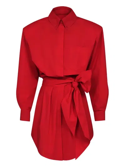 Alexandre Vauthier Tie-waist Button-shirt Mini Dress In Purple