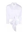 Alexandre Vauthier Tied-waist Cotton Shirt In White