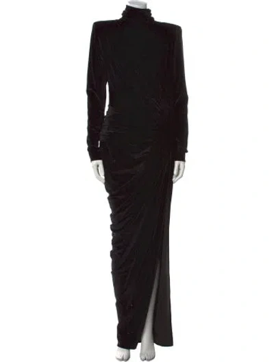 Pre-owned Alexandre Vauthier Turtleneck Long Dress In Black