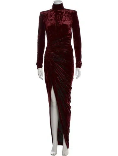 Pre-owned Alexandre Vauthier Turtleneck Long Dress In Burgundy