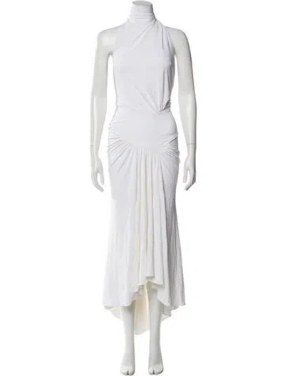 Pre-owned Alexandre Vauthier Turtleneck Long Dress W/ Tags In White