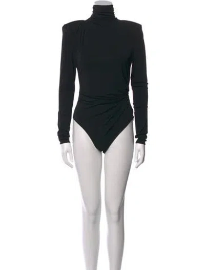 Pre-owned Alexandre Vauthier Turtleneck Long Sleeve Bodysuit In Black