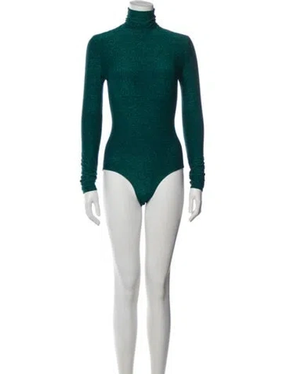 Pre-owned Alexandre Vauthier Turtleneck Long Sleeve Bodysuit In Green