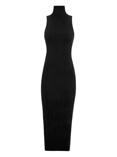 Alexandre Vauthier Turtleneck Midi Dress In Black