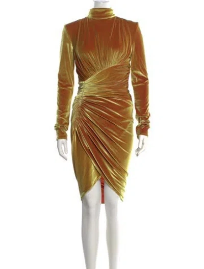 Pre-owned Alexandre Vauthier Turtleneck Midi Length Dress In Metallic/yellow