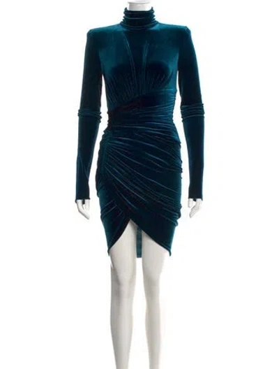 Pre-owned Alexandre Vauthier Turtleneck Mini Dress In Blue