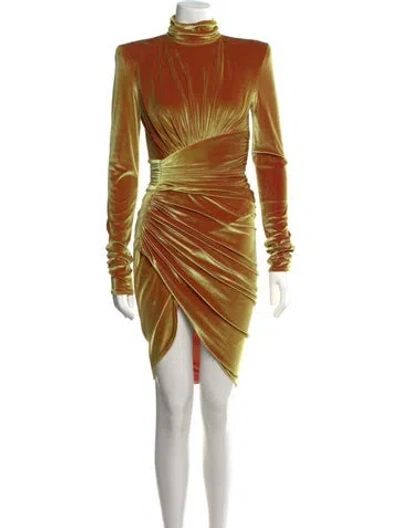 Pre-owned Alexandre Vauthier Turtleneck Mini Dress In Metallic/yellow