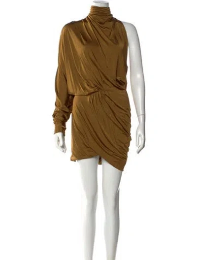 Pre-owned Alexandre Vauthier Turtleneck Mini Dress W/ Tags In Brown