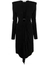 Alexandre Vauthier V-neck Gathered Midi Dress In Black