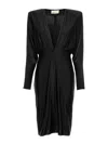 Alexandre Vauthier Jersey Dress With V-neck And Shoulder Pads In Black