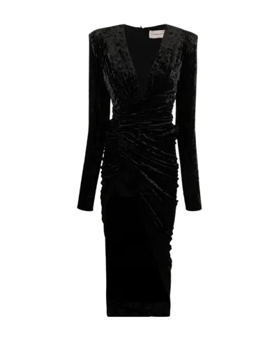 Alexandre Vauthier V-neck Long Sleeve Dress In Black