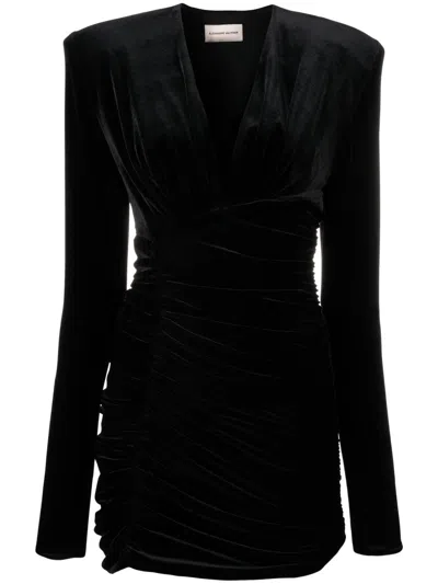 Alexandre Vauthier V-neck Ruched Dress In Black