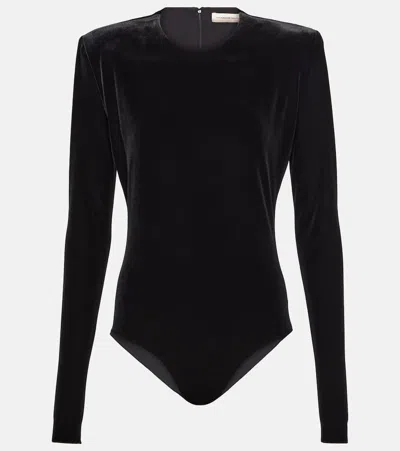 Alexandre Vauthier Velvet Bodysuit In Black