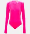 Alexandre Vauthier Velvet Bodysuit In Pink