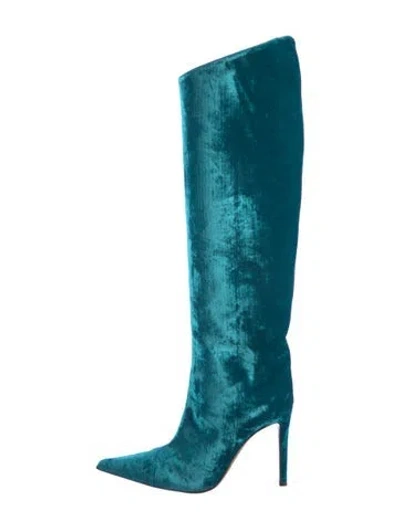 Pre-owned Alexandre Vauthier Velvet Boots W/ Tags In Blue