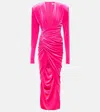 Alexandre Vauthier Velvet Draped Midi Dress In Pink