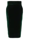 Alexandre Vauthier Velvet Knee-length Pencil Skirt With High Waist In Green