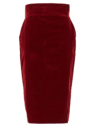 ALEXANDRE VAUTHIER VELVET MIDI SKIRT